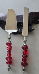 Quality Bead Handle Cake Knife Server Set Wedding Birthday Party Stainless
