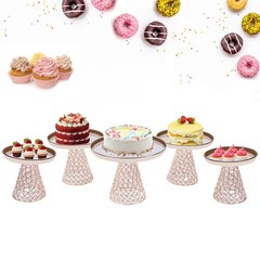 5-piece Crystal Cake Stand-french Gold Cake Stand For Wedding & Ceremony Bakery