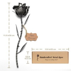 BESZONE Iron Gifts for 6th Anniversary Metal Rose 11.8x3x3 inches,