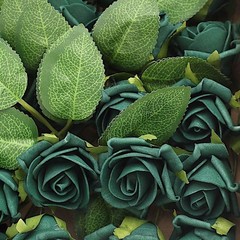 24 HUNTER GREEN 2″ Mini FOAM ROSE Flowers Stems Wedding Events Decorations