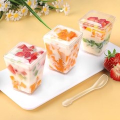 5 oz 60Pcs Plastic Dessert Cups With Lids and 20 cups + 20 spoons + 20 lids