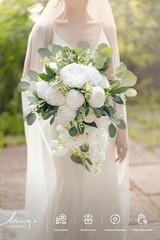 Elegant Wedding Bouquet Bride 13″ Ivory Rose Peony Orchid Faux Silk
