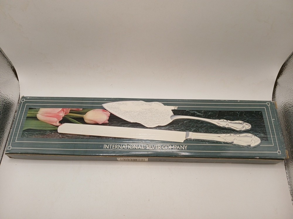 International Silver Company Gold Tone Cake Server & Knife Set Wedding