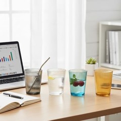 5 PCS Colored Plastic Drinking Glasses, Reusable Acrylic Drinking 5 Colors