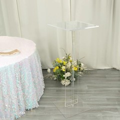 46″ CLEAR Acrylic Flower Display STAND Square Top and Base Party Decorations