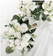 Set of 6 Bridesmaid Bouquets for Wedding – 7 Inch Artificial Ivory Flower Bouqt
