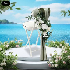 Wedding Chair Back Flowers Artificial Prevent Fading Wedding Chair Decorations