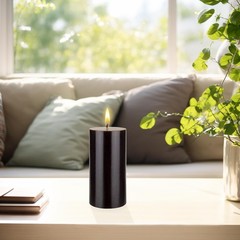 Mega Candles 6 Pcs Unscented Solid Black Pillar Candles Hand Poured Premium Wax