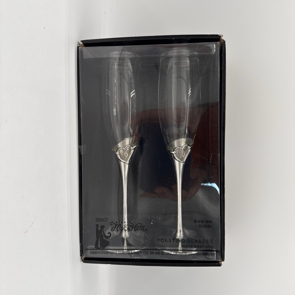 Studio His & Hers Toasting Glasses Pre-Owned New In Box