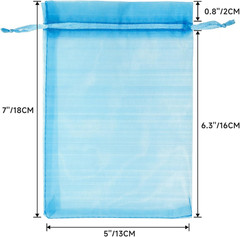 25PCS Blue Organza Bags 5×7 inches, Sheer Mesh Jewelry Pouches, Organza Gift Bag