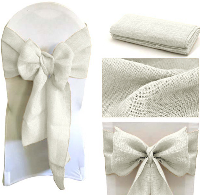 200 Natural Burlap Jute Hessian Chair Sashes Bows Sash Wedding Event Decoration