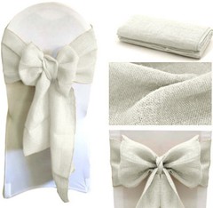 200 Natural Burlap Jute Hessian Chair Sashes Bows Sash Wedding Event Decoration