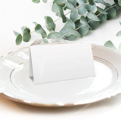 100 PCS Plain White Blank Folding Tent Place Cards Folds To 2×3.5 Inch