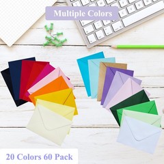 60 Pack Colored Envelopes 4×6, Self Adhesive A4 4.5 x 6.37 inches