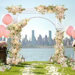 Elegant White Metal Wedding Stand Square Balloon Arch Garden Arbor Frame Decor