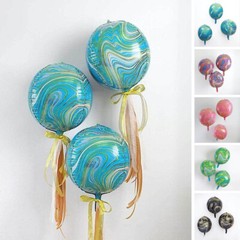 13-Inch wide 4D Round Orbz Marble Mylar Foil Balloons Party Wedding Decorations