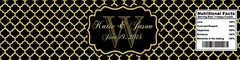 100 Gold Pattern Black Background Wedding Anniversary Shower Water bottle Labels