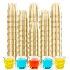 500 Pack 1 oz Shot Glasses, Gold Glitter Elegant Party Cups 1oz-GLITTER-500