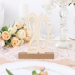 Natural 20 Wooden 6″ Table Numbers 1-20 Set Holder Base Party Events Decorations