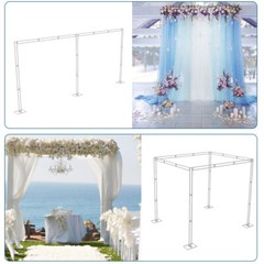 10ft Heavy Duty Wedding Ceremony Canopy Chuppah Backdrop Stand Kit Height Adjust