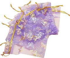 Wholesale 100PCS Organza Bag Butterfly Design Wedding Pouches Jewelry Packaging