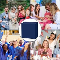 Navy Blue Card Box 9x9x5 Inch for Weddings & Events, Foldable Cardholder