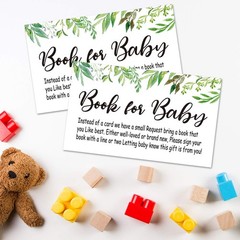 Books for Baby Shower Request Cards,50 Greenery 50 Count (Pack of 1), Green