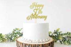 Happy 50Th Anniversary Cake Topper 50Th Wedding Anniversary Decor Birthday Party