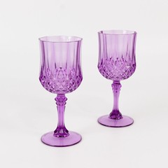 PURPLE 6 Plastic 8 oz Crystal Cut Goblets WINE GLASSES Party Events Decorations