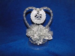 New 25TH Wedding Anniversary Cake topper with silver flowers and a heart #5