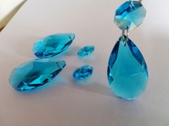 12Pcs 38mm Sapphire Blue Teardrop Chandelier Crystal Prism Wedding Decoration