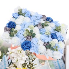 Silk Blue& White& Green 6 Pcs 23.62*15.74in Artificial Flowers Wall Decoration