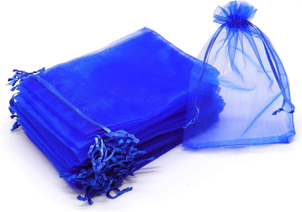 Royal Blue Organza Bags 7×9 cm, Drawstring Gift Bags, 3×4 Wedding Favor Bags