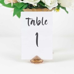 AMBER 10 Plastic 1.75″ Crystal Place CARD HOLDERS Table Number Stands Events