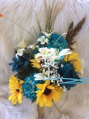 large Wedding Bridal Bouquet Flowers Huge Package Sunflowers TEALS 7 bouquet