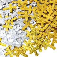 Honbay 2.1 Ounce Glitter Cross Table Confetti Sequin Gold and Silver