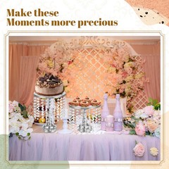 Bokon 6 Pcs Crystal Cake Stand Round Dessert Cupcake Holder Metal Stand Table
