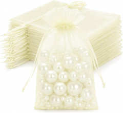 50Pcs Organza Bags – 4X6 Inch White Wedding Favor & Jewelry Pouches with Drawstr