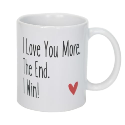 Funny Coffee Mug I Love You More The End I Win, Romantic Couple Cup Lover Mug