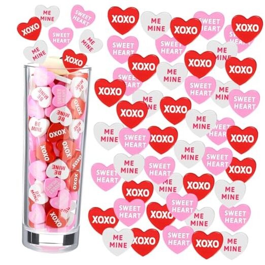 150 Pcs Valentine’s Day Heart Decor Vase Filler Red Pink White Love