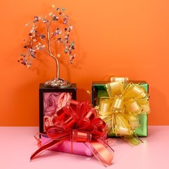 6Pcs Large Pull Bow Gift Wrapping 9″ch Ribbon Organza Fruit Green Bows