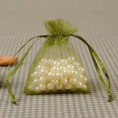 Pack of 100 Gift Organza Bags with 5×7 inch 1 Count (Pack of 100) Light Green