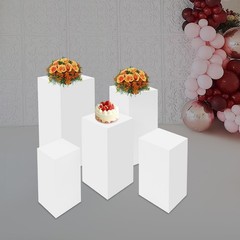 Square Display Stands For Party-set Of 5 White Cake Pedestal Stand Decoration