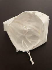 White SATIN POUCH BAG with BEADS Pearl Wedding Favor Guest BOMBONIERE