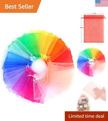 Durable Assorted Organza Drawstring Bags – 100 Pack, Perfect for Jewelry & Candy