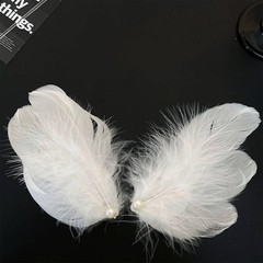 2 Pcs White Feather Hair Clips for Women Pearl Artificial Swan Ostrich Feathe…