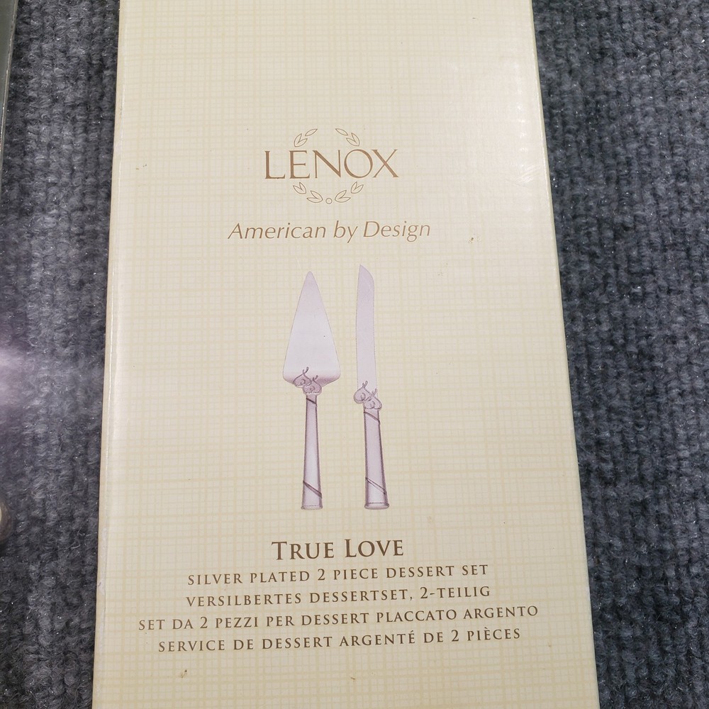 Lenox True Love 2-Piece Dessert Set Silver Plated Cake Knife & Server 13″ In Box