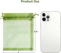 Versatile Olive Green Organza Bags – 100Pcs 4×4.72” for Jewelry & Gifts