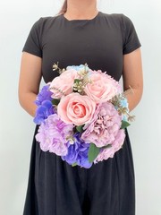 Pink Lavender Blue Bridal Bouquet, Pastel Wedding Flowers, Bouquet, Silk Flower