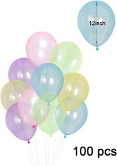 100pcs Crystal Pastel Clear Balloon, 12 inch 100 Count (Pack of 1), Mix